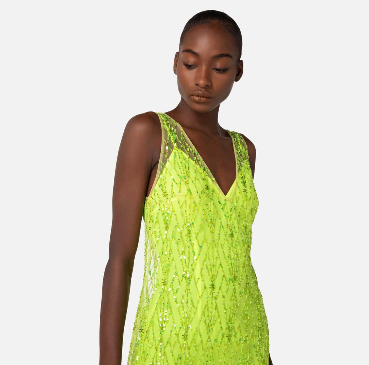 Tulle mini-dress with diamond embroidery - Image 4